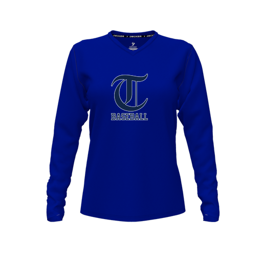 [FTLVCFRY-FYXS-LOGO1] Decker Comfort T-Shirt (Female Youth XS, Royal, V Neck, Logo 1, Long Sleeve)