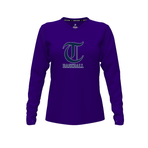 [FTLVPTPP-FYXS-LOGO1] Decker Performance T-Shirt (Female Youth XS, Purple, V Neck, Logo 1, Long Sleeve)